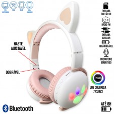 Headphone Bluetooth Gatinho KTP101 - Branco